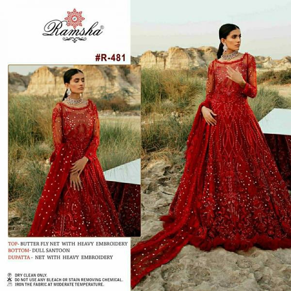 Ramsha R-481 to R-483 Net Embroidery Designer Pakistani Suit